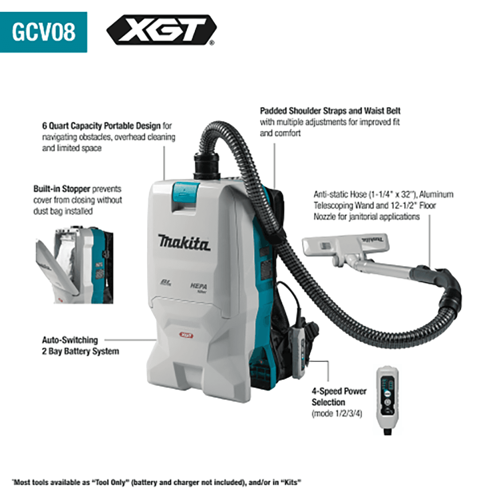 40V Max XGT Brushless Cordless 6 Quart HEPA Filter Dry Backpack Vacuum Kit Alt 2 - Image