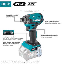 40V max XGT Brushless Cordless 4-Speed Impact Driver Kit (2.5 Ah), 1860 in.lb Torque Alt 4 - Image