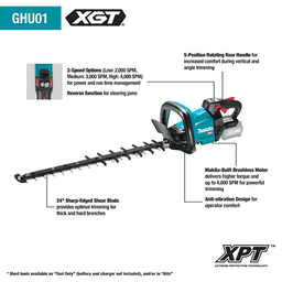40V Max XGT Brushless Cordless 24" Rough Cut Hedge Trimmer, Tool Only Alt 1 - Image