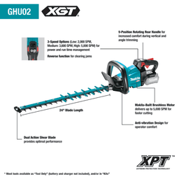 40V max XGT Brushless Cordless 24" Hedge Trimmer Tool Only Alt 11 - Image