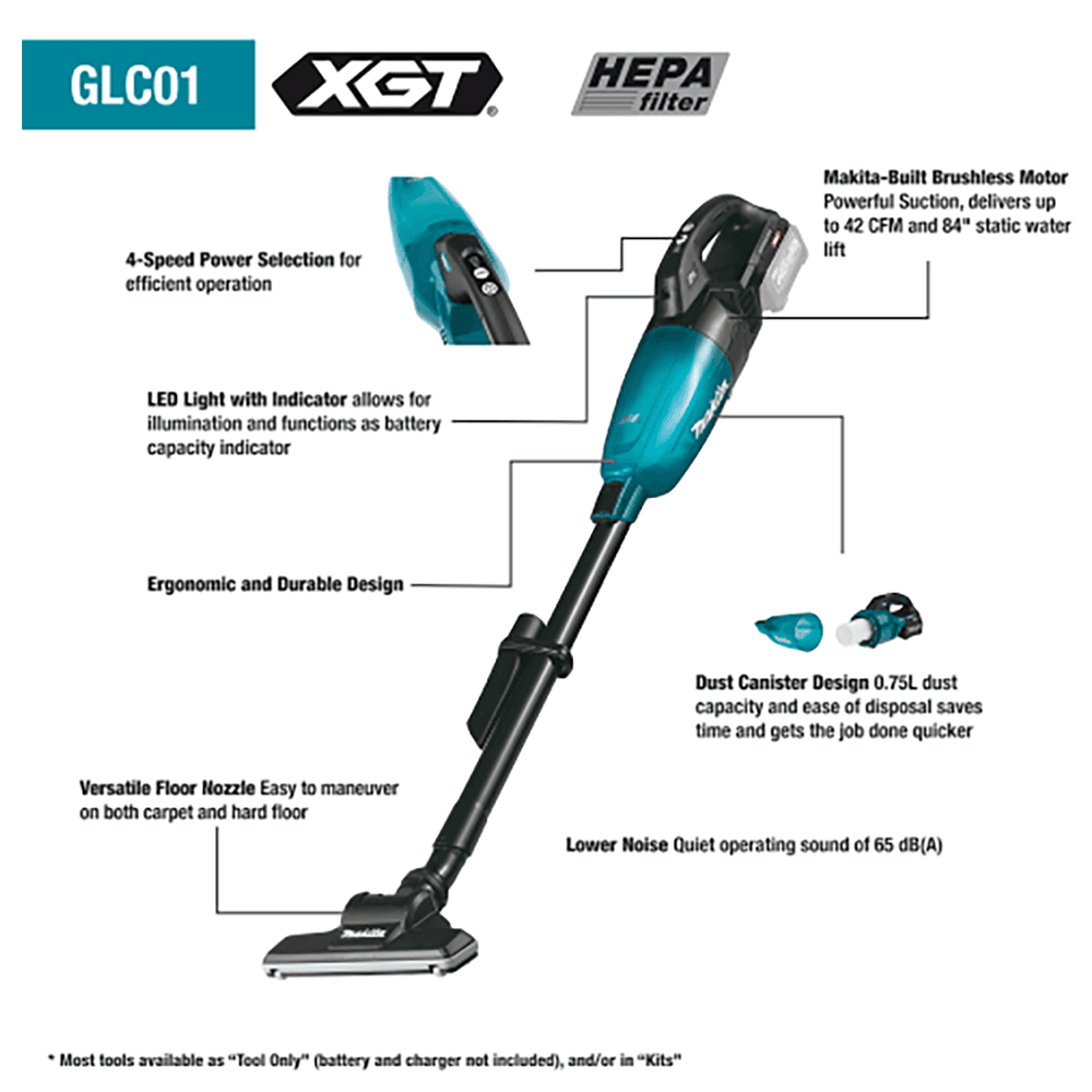 40V Max XGT Brushless Cordless 4‑Speed HEPA Filter Compact Stick Vacuum Tool Only Alt 1 - Image