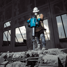 70 lb. AVT Breaker Hammer Kit AWS Capable with 4 Batteries, 1‑1/8" Hex Alt 19 - Image