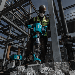 70 lb. AVT Breaker Hammer Kit AWS Capable with 4 Batteries, 1‑1/8" Hex Alt 20 - Image