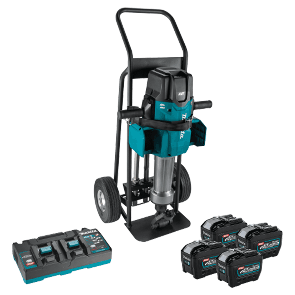 70 lb. AVT Breaker Hammer Kit AWS Capable with 4 Batteries, 1‑1/8" Hex Main - Image