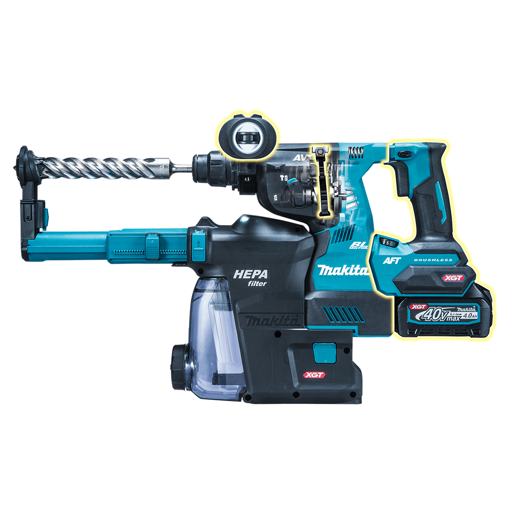 40 V Max XGT Brushless Cordless 1-1/8" SDS-PLUS AVT Rotary Hammer Kit with Dust Extractor/AFT/AWS Capable (4.0Ah) Alt 3 - Image