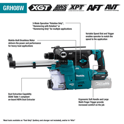 40 V Max XGT Brushless Cordless 1-3/16" SDS-PLUS AVT Rotary Hammer Tool Only with Dust Extractor/AFT/AWS Capable Alt 1 - Image