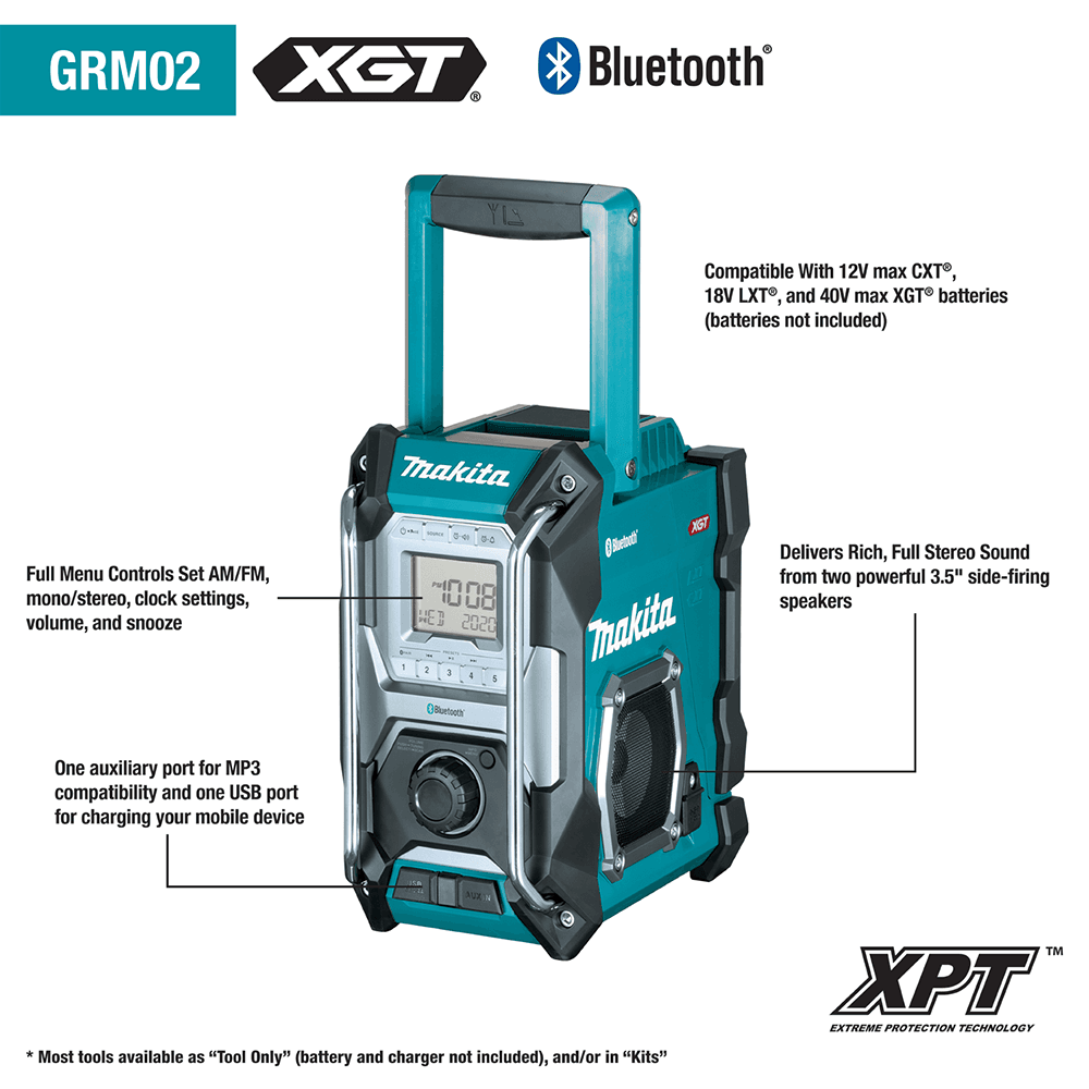 GRM02 40V max XGT Cordless/Corded Bluetooth Job Site Radio Tool Only Alt 4 - Image