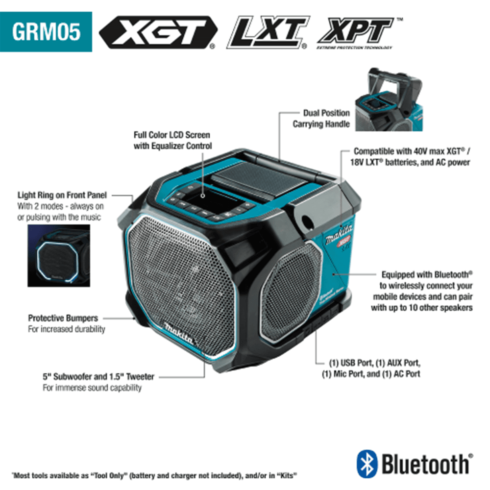40V Max XGT/18V LXT Lithium‑Ion Cordless/Corded Bluetooth Job Site Speaker, Tool Only Alt 1 - Image
