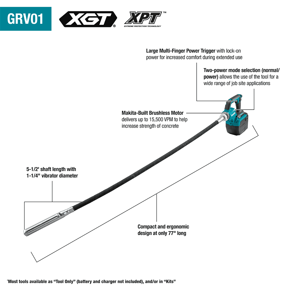 5-1/2' 40V max XGT Brushless Cordless Concrete Vibrator Kit (4.0 Ah) Alt 2 - Image