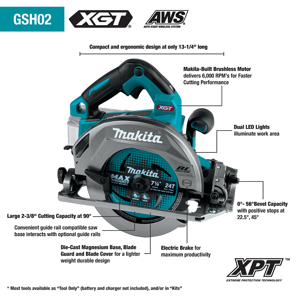 40V max XGT Brushless Cordless 7-1/4" Circular Saw Kit with Guide Rail Compatible Base/AWS Capable (4.0 Ah) Alt 7 - Image