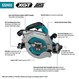 40V max XGT Brushless Cordless 9-1/4" Circular Saw Tool Only with Guide Rail Compatible Base/AWS Capable Alt 2 - Image