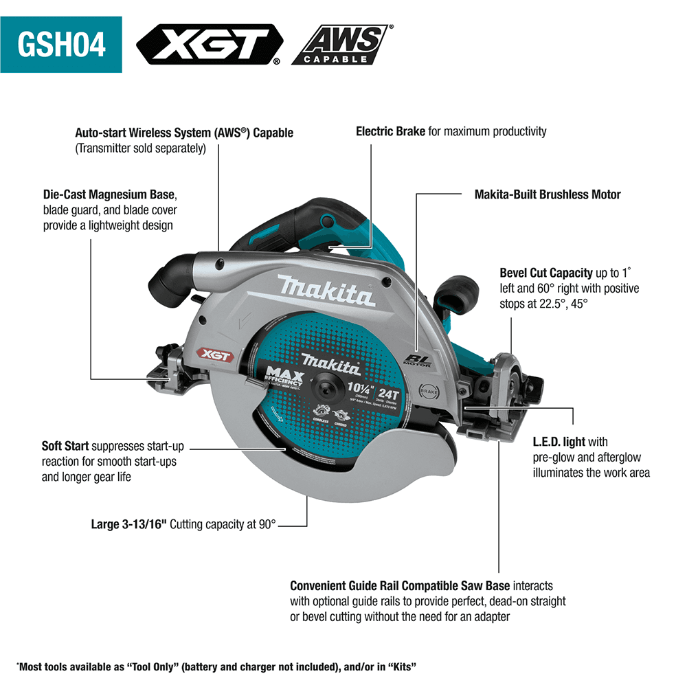 40V max XGT Brushless Cordless 10-1/4" Circular Saw Tool Only with Guide Rail Compatible Base/AWS Capable Alt 5 - Image