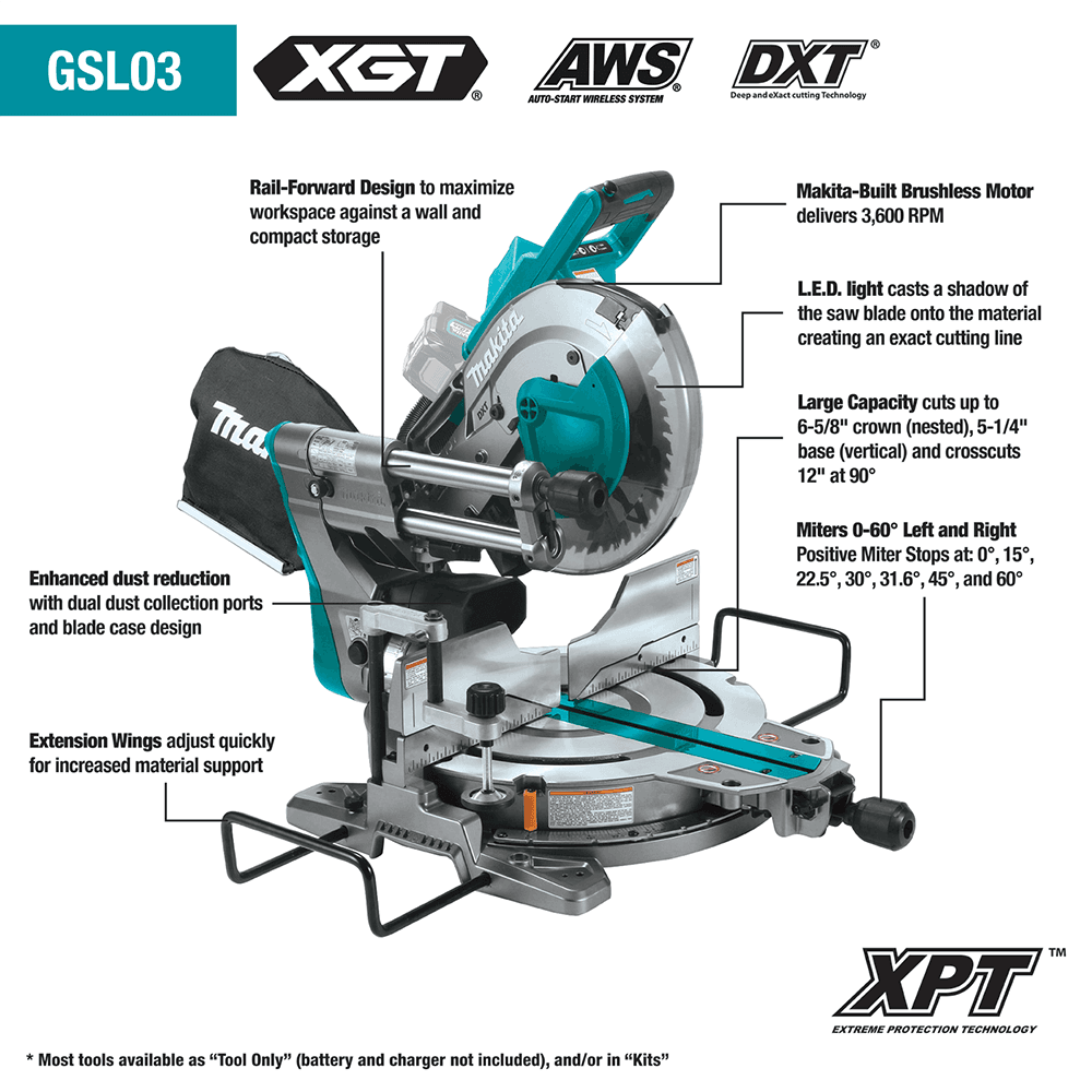 40V max XGT Brushless Cordless 10" Dual-Bevel Sliding Compound Miter Saw Tool Only with AWS Capable Alt 1 - Image