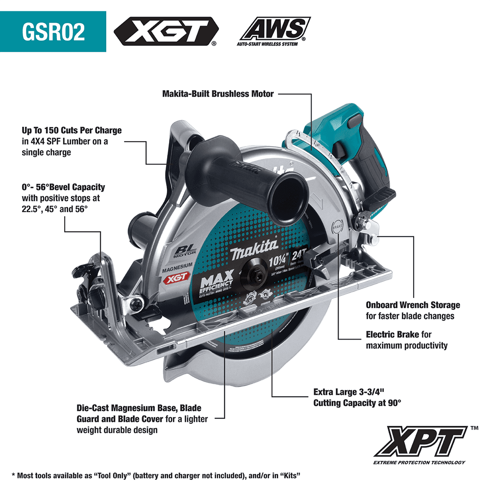40V max XGT Brushless Cordless Rear Handle 10-1/4" Circular Saw Kit with AWS Capable (4.0 Ah) Alt 10 - Image