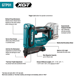 23 Gauge x 40V max XGT Brushless Cordless Pin Nailer Tool Only Alt 6 - Image