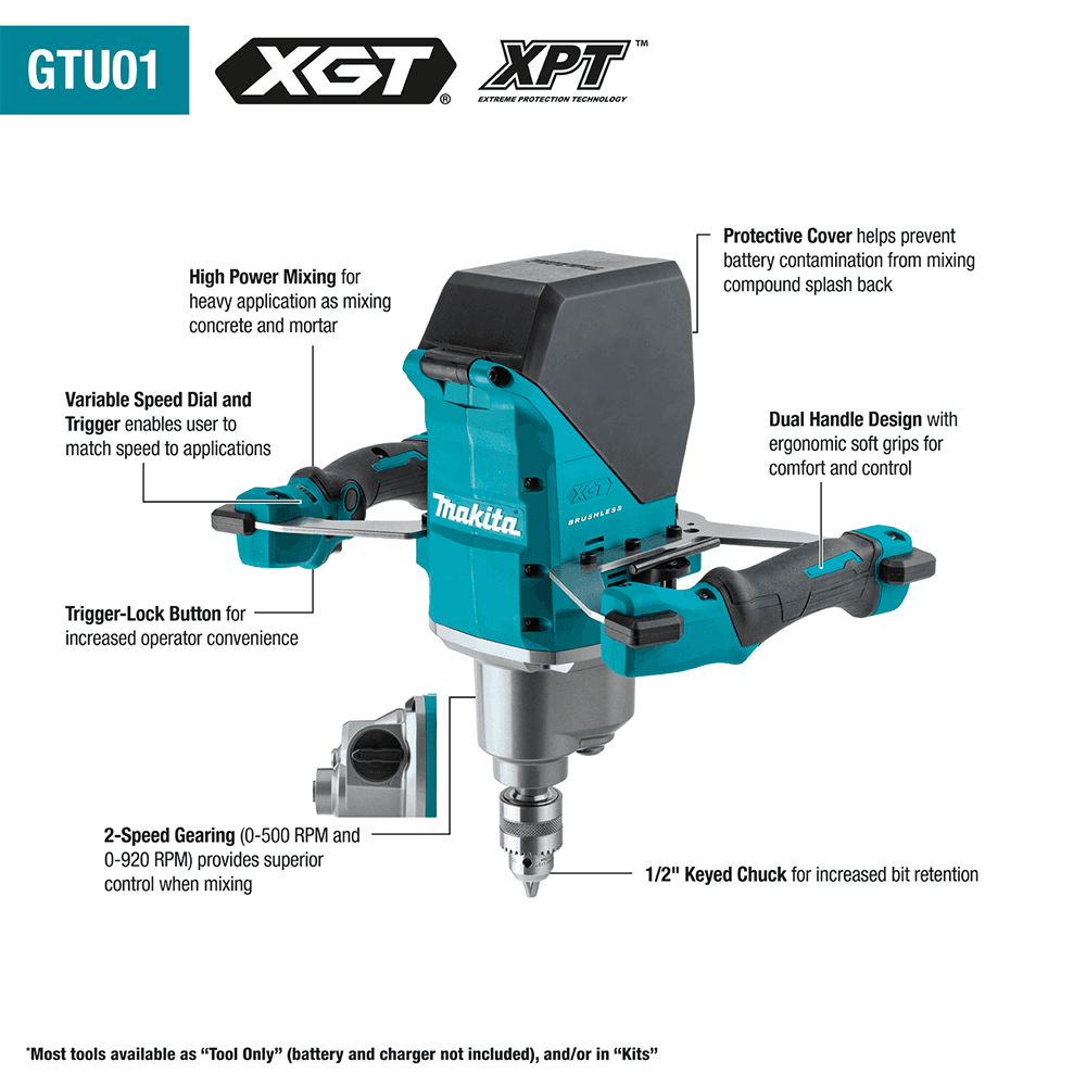 40V max XGT Brushless Cordless 1/2" Mixer Tool Only Alt 12 - Image