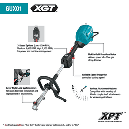 40V Max XGT Brushless Cordless Couple Shaft Power Head Kit with 17" String Trimmer Attachment (5.0Ah) Alt 2 - Image