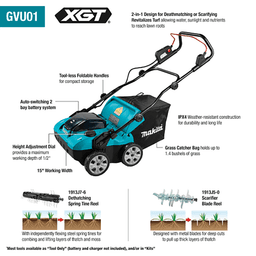 40V Max XGT Brushless Cordless 15" Dethatcher/Scarifier Kit (4.0Ah) Alt 2 - Image