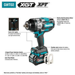 40V Max XGT Brushless Cordless 4‑Speed High‑Torque 1/2" Square Drive Impact Wrench with Friction Ring Anvil Tool Only Alt 1 - Image