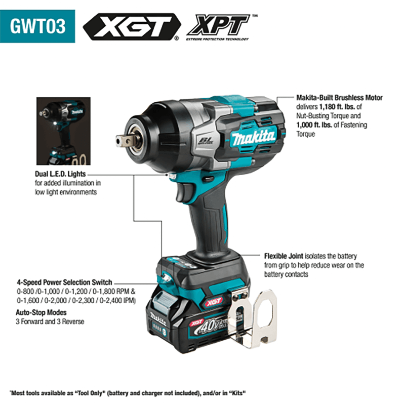 40V Max XGT Brushless Cordless 4‑Speed High‑Torque 1/2" Square Drive Impact Wrench with Detent Anvil Tool Only Alt 1 - Image