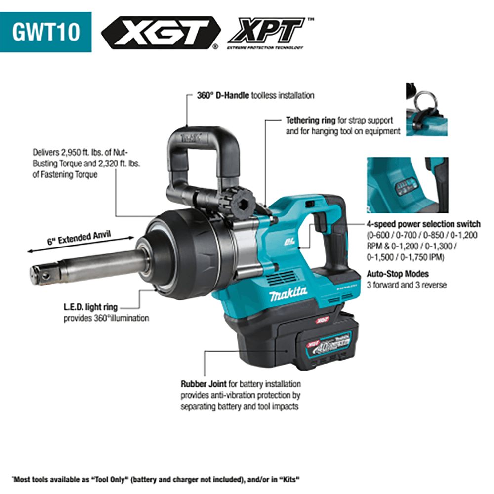 40V Max XGT Brushless Cordless D‑Handle Extended Anvil Impact Wrench kit with Friction Ring (5.0Ah) Alt 4 - Image