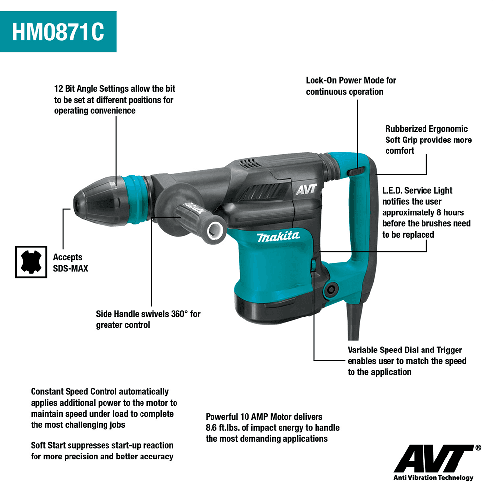 12 lb. SDS-MAX AVT Demolition Hammer Alt 5 - Image