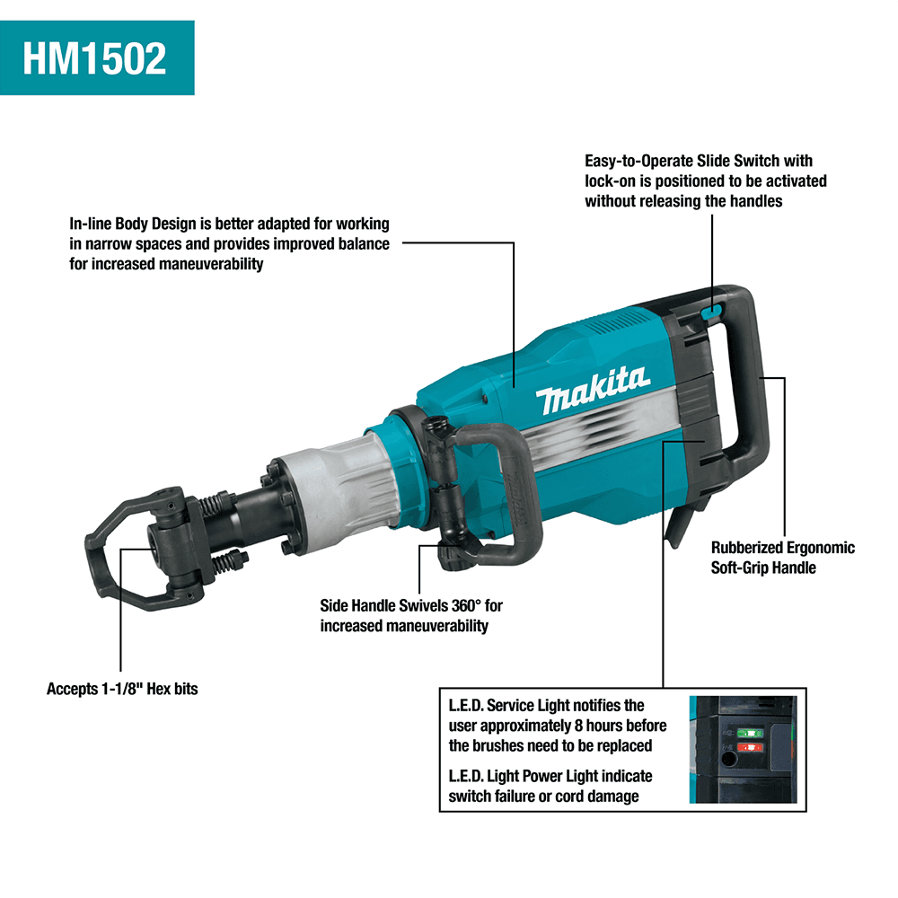 43 lb. Demolition Hammer, 1-1/8" Hex bits Alt 5 - Image