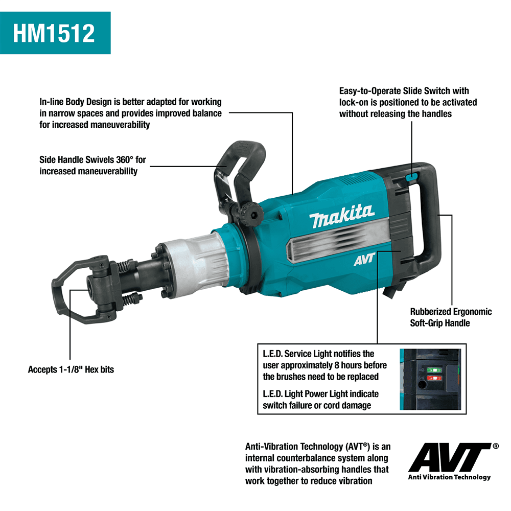 45 lb. AVT Demolition Hammer, 1-1/8" Hex bits Alt 8 - Image