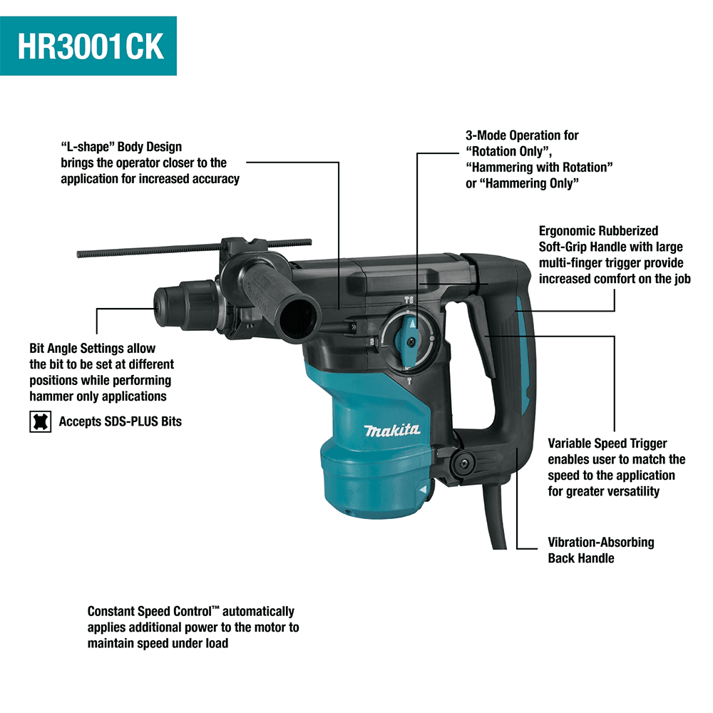 1-3/16'' SDS-PLUS L-Shape Rotary Hammer Alt 9 - Image