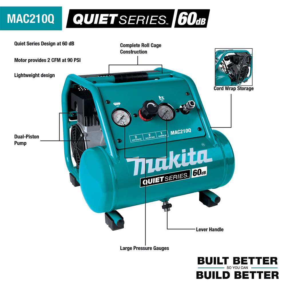 Quiet 1 HP Compact Oil-Free Electric Air Compressor Alt 5 - Image