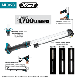 40V Max XGT Cordless L.E.D. Underhood Work Light, Light Only Alt 1 - Image