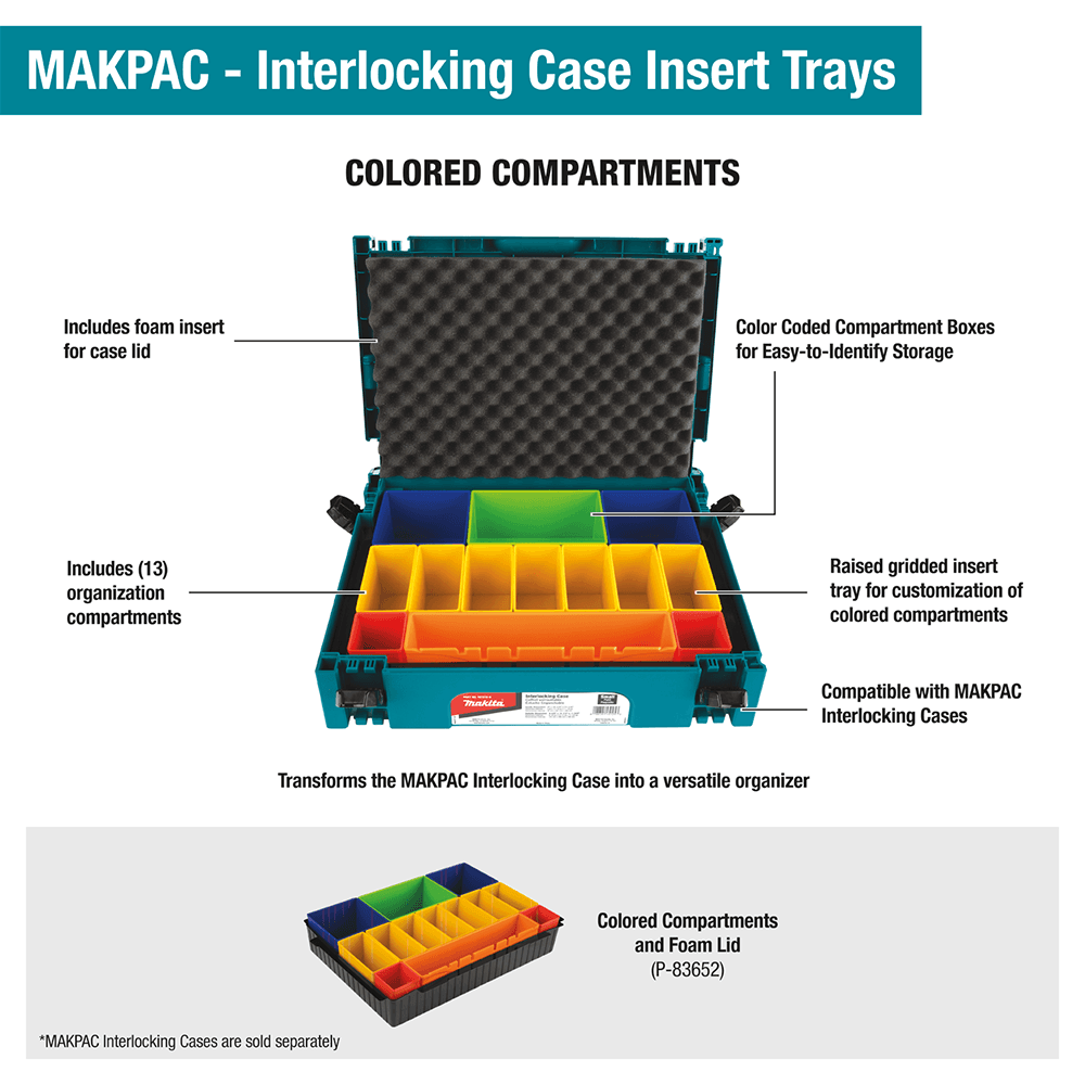 MAKPAC Interlocking Case Insert Tray with Colored Compartments/Foam Lid Alt 4 - Image