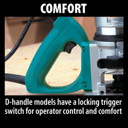 Large calibrated depth control ring for easy depth adjustment and front knob can be placed in two locations for left or right handed operators.