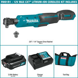 12 V Max CXT Lithium-Ion Cordless 3/8", 1/4" Square Drive Ratchet Kit (2.0Ah) Alt 8 - Image