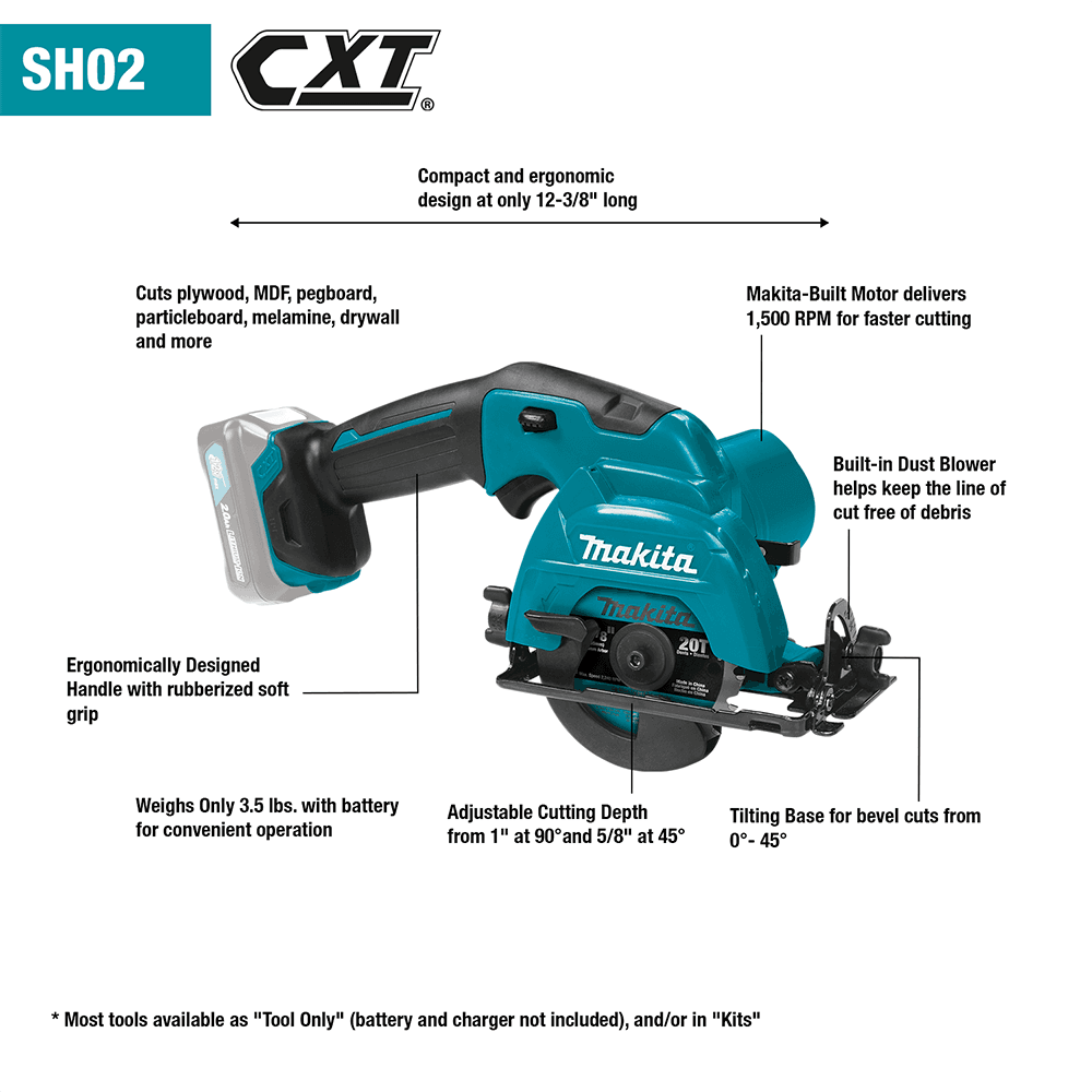 12 V max CXT Lithium-Ion Cordless 3-3/8" Circular Saw Kit (2.0 Ah) Alt 2 - Image