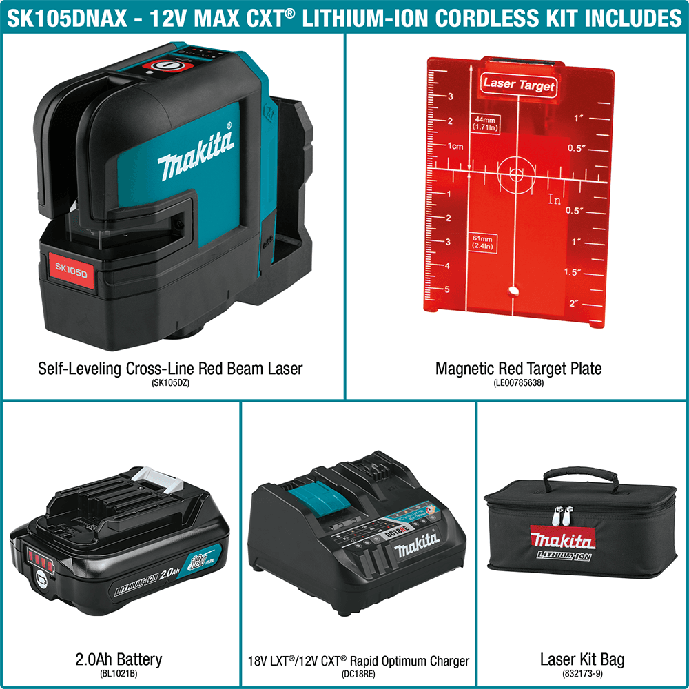 12 V Max CXT Lithium-Ion Cordless Self-Leveling Cross-Line Red Beam Laser Kit (2.0Ah) Alt 9 - Image