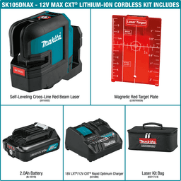 12 V Max CXT Lithium-Ion Cordless Self-Leveling Cross-Line Red Beam Laser Kit (2.0Ah) Alt 9 - Image