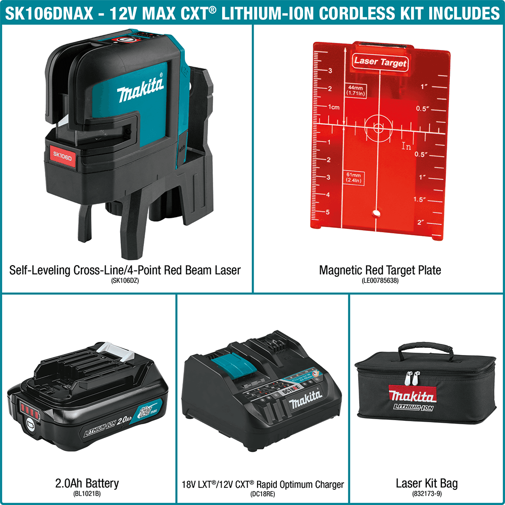 12 V max CXT Lithium-Ion Cordless Self-Leveling Cross-Line/4-Point Red Beam Laser Kit (2.0Ah) Alt 12 - Image