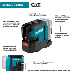 12 V max CXT Lithium-Ion Cordless Self-Leveling Cross-Line/4-Point Red Beam Laser Kit (2.0Ah) Alt 2 - Image