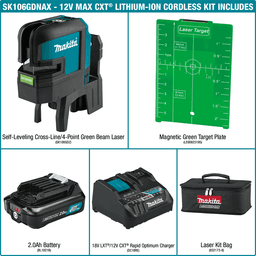 12 V max CXT Lithium-Ion Cordless Self-Leveling Cross-Line/4-Point Green Beam Laser Kit (2.0Ah) Alt 18 - Image