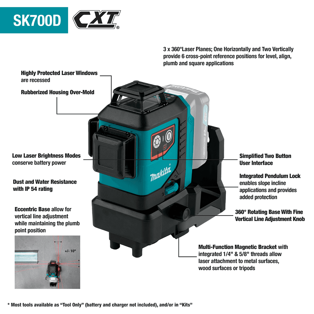 12 V max CXT Lithium-Ion Cordless Self-Leveling 360° 3-Plane Red Laser Kit (2.0Ah) Alt 2 - Image