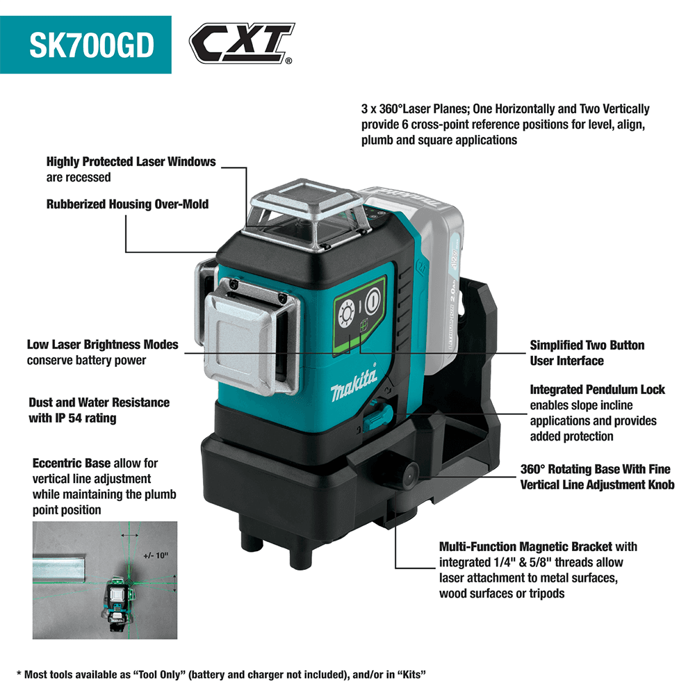 12 V max CXT Lithium-Ion Cordless Self-Leveling 360° 3-Plane Green Laser Tool Only Alt 2 - Image