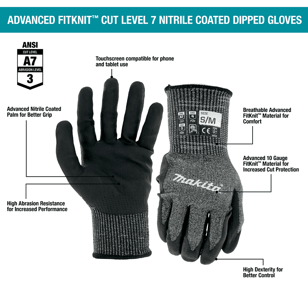 Small/Medium Advanced FitKnit Nitrile Coated Dipped Gloves Alt 2 - Image