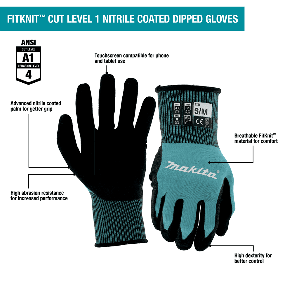 Small/Medium Advanced FitKnit Nitrile Coated Dipped Gloves Alt 3 - Image