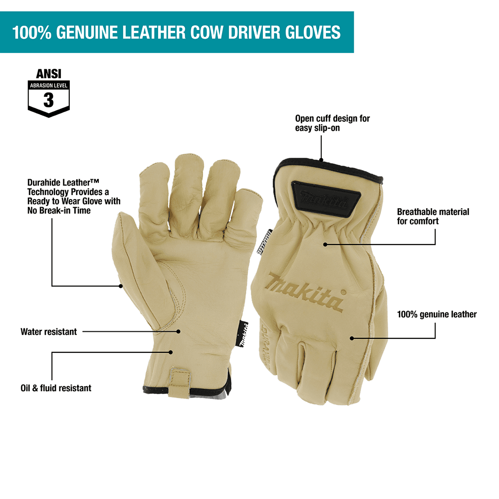 Extra-Large Genuine Leather Cow Driver Gloves Alt 1 - Image
