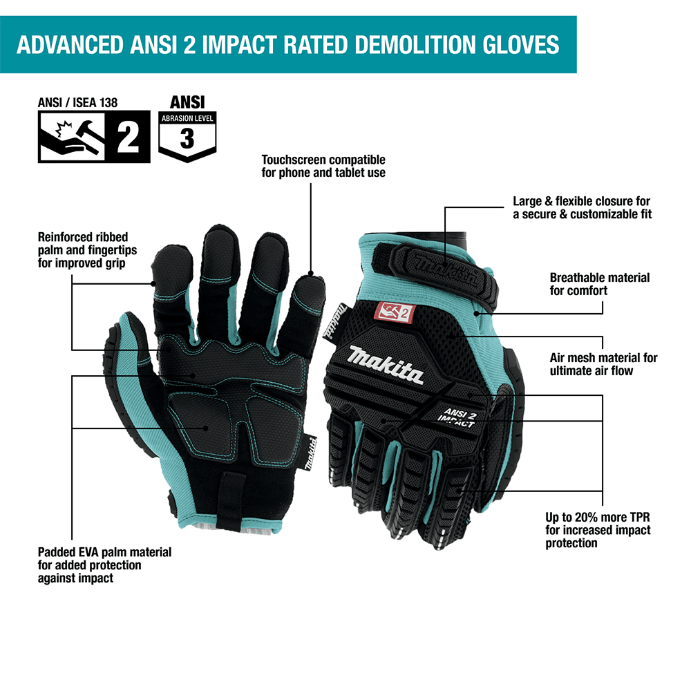 Extra-Large Advanced ANSI 2 Impact‑Rated Demolition Gloves Alt 1 - Image