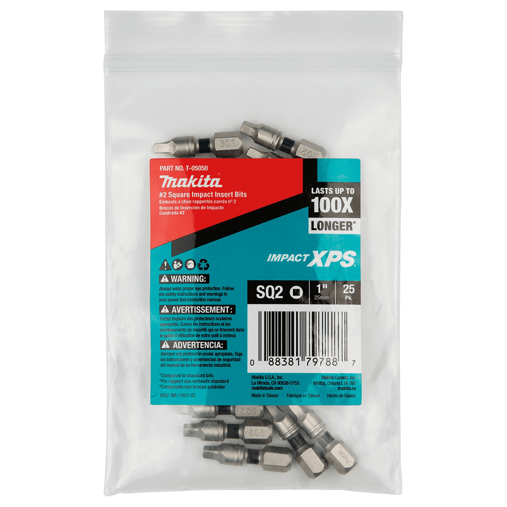#2 x 1" Impact XPS Square Drive Insert Bit, 1/4" Shank (25/Pack) Alt 1 - Image