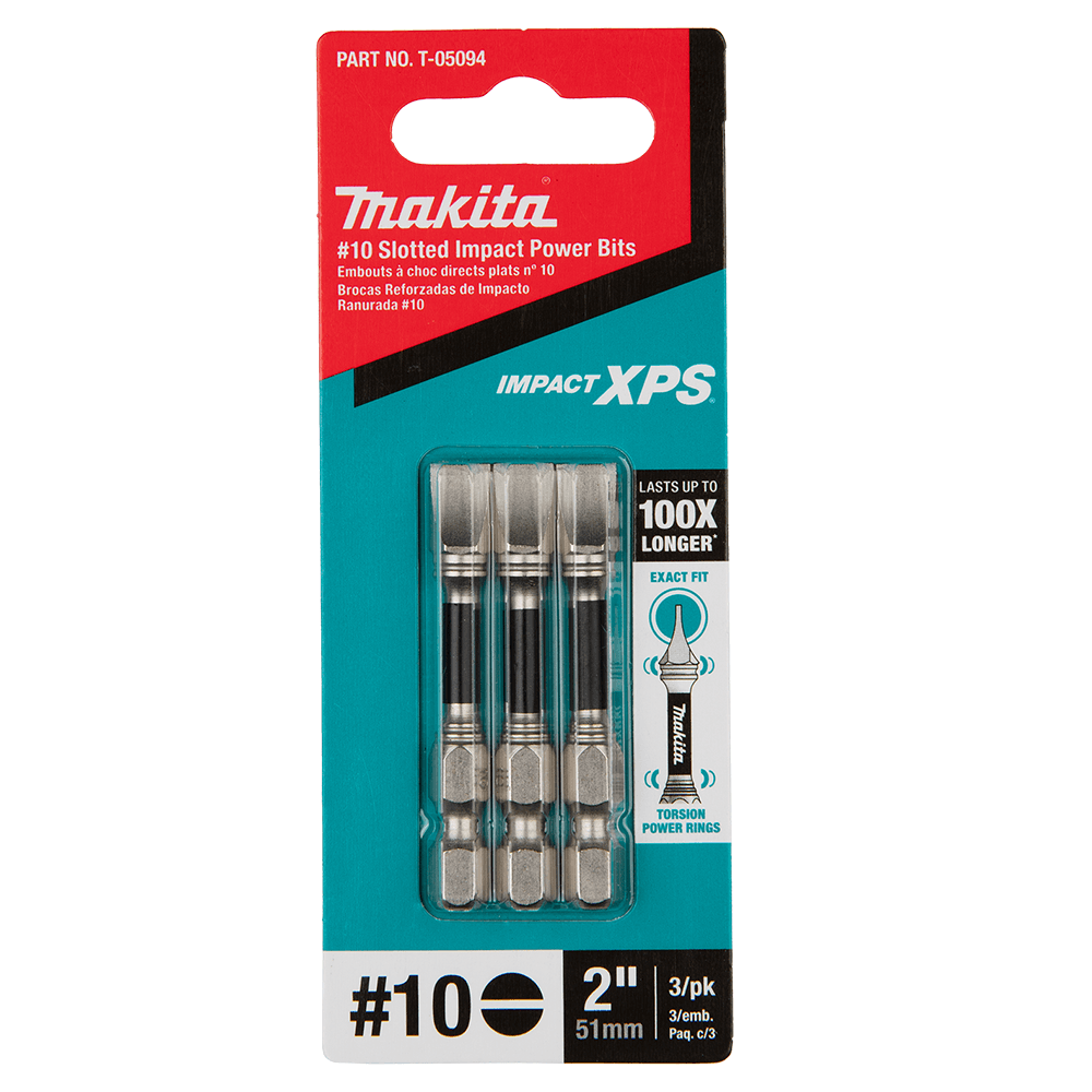 #10 x 2" Impact XPS Slotted Drive Power Bit (3/Pack) Alt 1 - Image