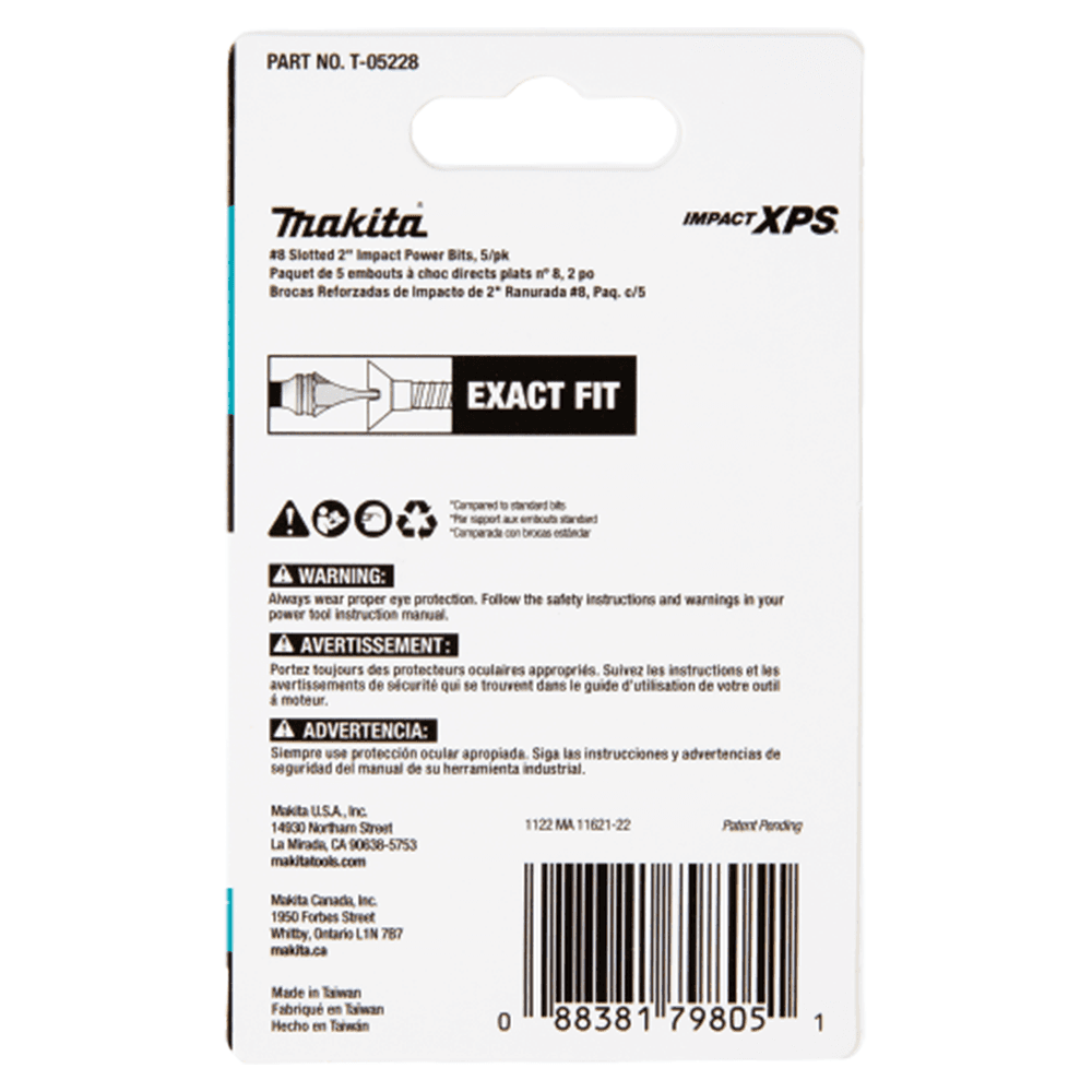 #8 x 2" Impact XPS Slotted Power Bit, 5/Pack Alt 2 - Image