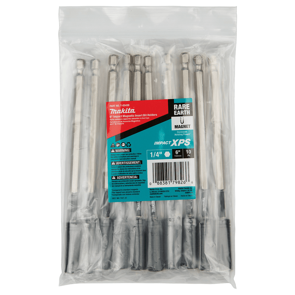 6" Impact XPS Hex Drive Magnetic Insert Bit Holder, 1/4" Shank (10/Pack) Alt 1 - Image